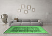 Machine Washable Oriental Emerald Green Traditional Area Rugs in a Living Room,, wshurb2984emgrn