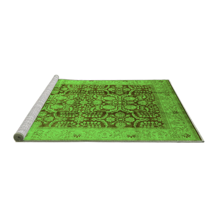 Sideview of Machine Washable Oriental Green Traditional Area Rugs, wshurb2984grn