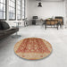 Round Machine Washable Industrial Modern Brown Sand Brown Rug in a Office, wshurb2984