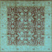 Square Oriental Light Blue Traditional Rug, urb2984lblu