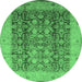 Round Oriental Emerald Green Traditional Rug, urb2984emgrn