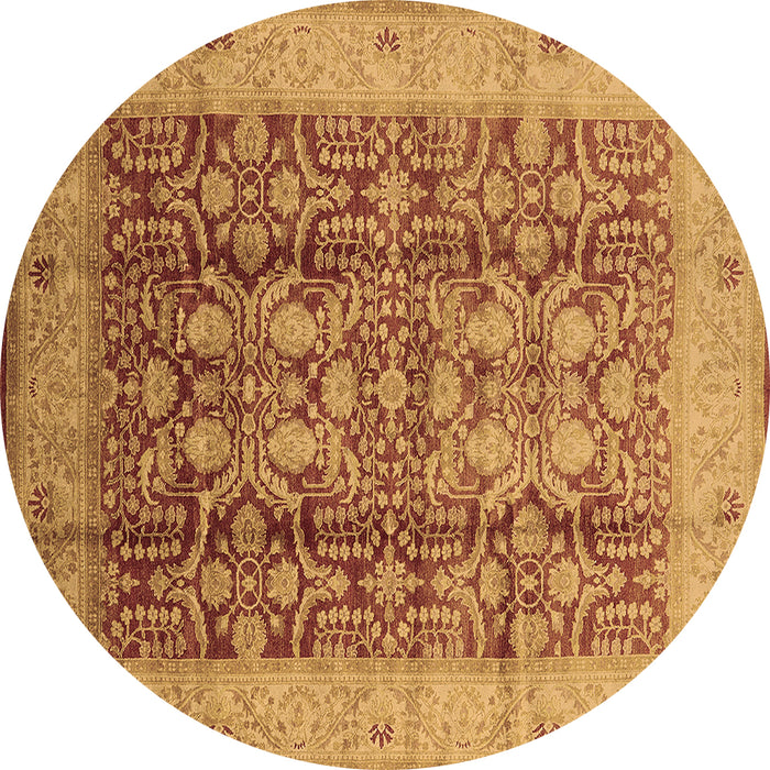 Round Machine Washable Oriental Brown Traditional Rug, wshurb2984brn