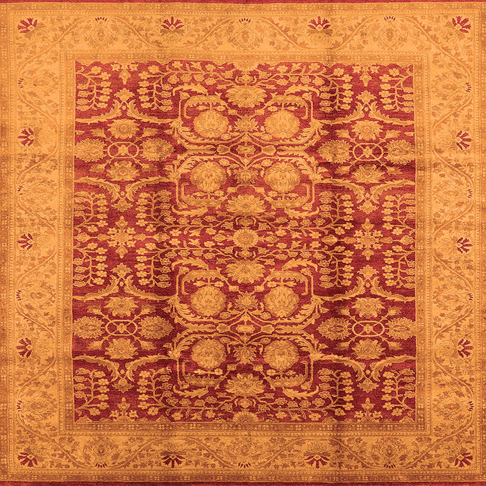 Square Machine Washable Oriental Orange Traditional Area Rugs, wshurb2984org