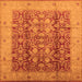 Square Machine Washable Oriental Orange Traditional Area Rugs, wshurb2984org