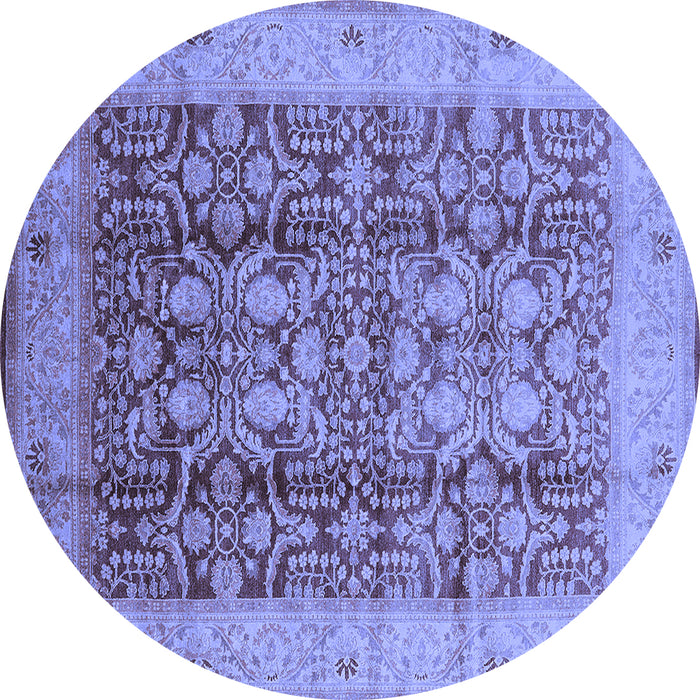 Round Oriental Blue Traditional Rug, urb2984blu