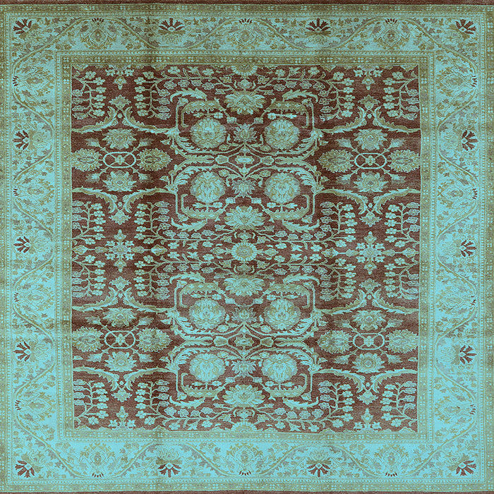 Square Machine Washable Oriental Light Blue Traditional Rug, wshurb2984lblu