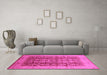 Machine Washable Oriental Pink Traditional Rug in a Living Room, wshurb2984pnk