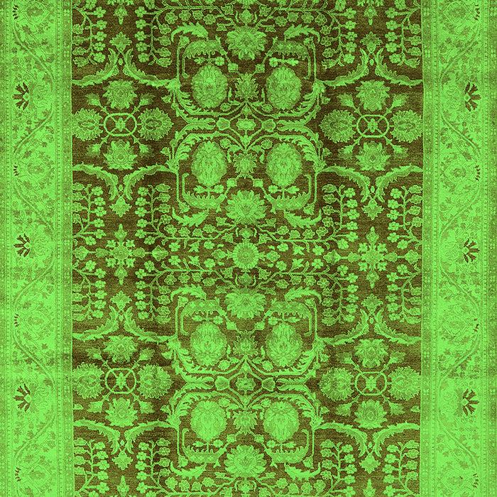 Machine Washable Oriental Green Traditional Area Rugs, wshurb2984grn
