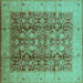 Square Oriental Turquoise Traditional Rug, urb2984turq