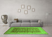 Machine Washable Oriental Green Traditional Area Rugs in a Living Room,, wshurb2984grn