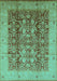 Machine Washable Oriental Turquoise Traditional Area Rugs, wshurb2984turq