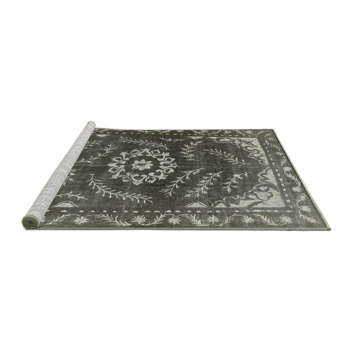 Sideview of Machine Washable Industrial Modern Western Charcoal Gray Rug, wshurb2985