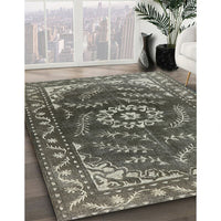 Mid-Century Modern Charcoal Gray Oriental Rug, urb2985