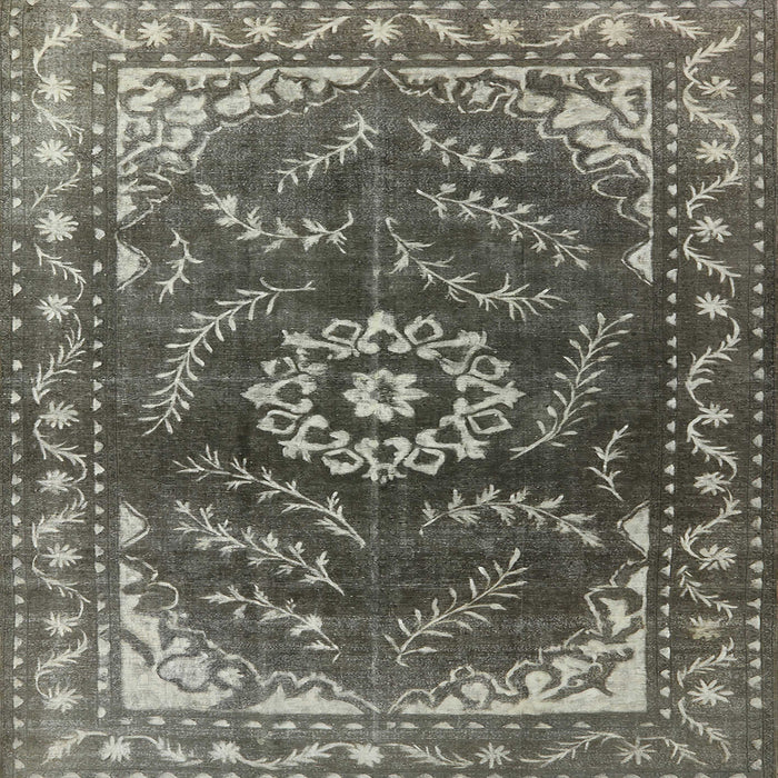 Square Mid-Century Modern Charcoal Gray Oriental Rug, urb2985