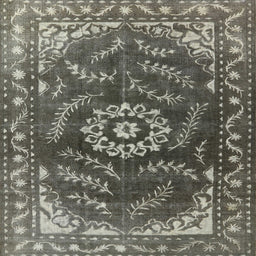 Square Machine Washable Industrial Modern Western Charcoal Gray Rug, wshurb2985