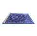 Sideview of Machine Washable Oriental Blue Industrial Rug, wshurb2985blu