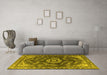 Machine Washable Oriental Yellow Industrial Rug in a Living Room, wshurb2985yw