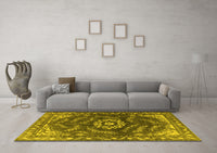 Machine Washable Oriental Yellow Industrial Rug, wshurb2985yw