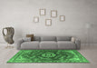 Machine Washable Oriental Emerald Green Industrial Area Rugs in a Living Room,, wshurb2985emgrn