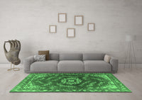 Machine Washable Oriental Emerald Green Industrial Rug, wshurb2985emgrn