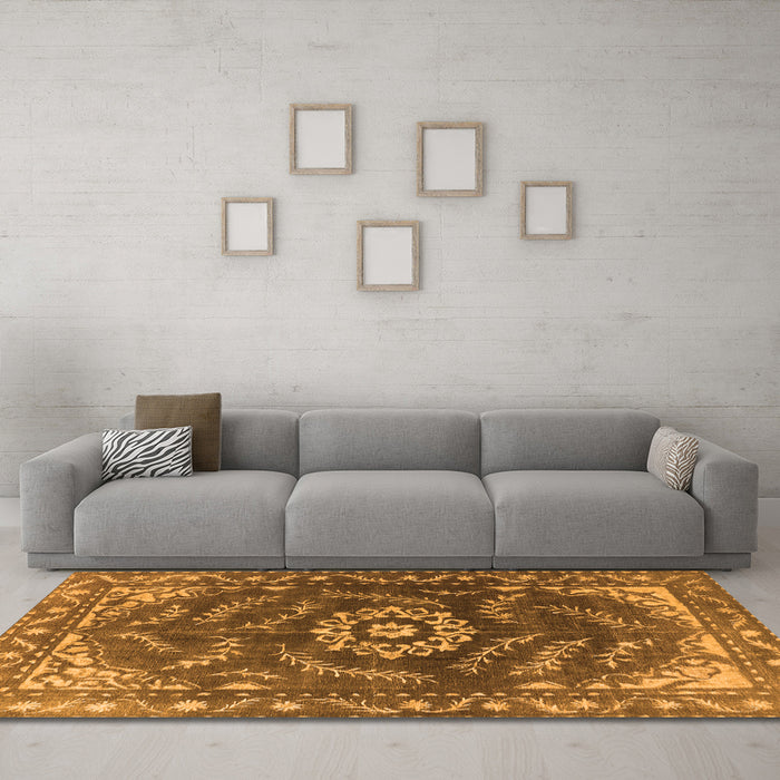 Machine Washable Oriental Orange Industrial Area Rugs in a Living Room, wshurb2985org