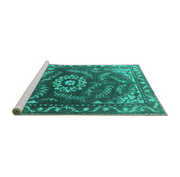 Sideview of Machine Washable Oriental Turquoise Industrial Area Rugs, wshurb2985turq