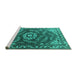 Sideview of Machine Washable Oriental Turquoise Industrial Area Rugs, wshurb2985turq