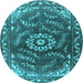 Round Oriental Light Blue Industrial Rug, urb2985lblu