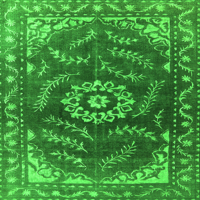 Square Machine Washable Oriental Green Industrial Area Rugs, wshurb2985grn