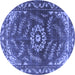 Round Oriental Blue Industrial Rug, urb2985blu