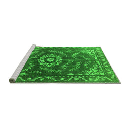 Sideview of Machine Washable Oriental Green Industrial Area Rugs, wshurb2985grn