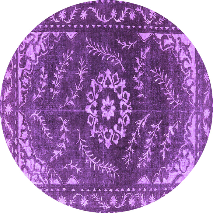 Round Machine Washable Oriental Purple Industrial Area Rugs, wshurb2985pur