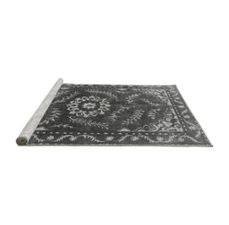 Sideview of Machine Washable Oriental Gray Industrial Rug, wshurb2985gry