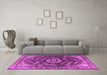 Machine Washable Oriental Pink Industrial Rug in a Living Room, wshurb2985pnk