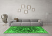 Machine Washable Oriental Green Industrial Area Rugs in a Living Room,, wshurb2985grn