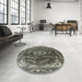 Round Machine Washable Industrial Modern Western Charcoal Gray Rug in a Office, wshurb2985