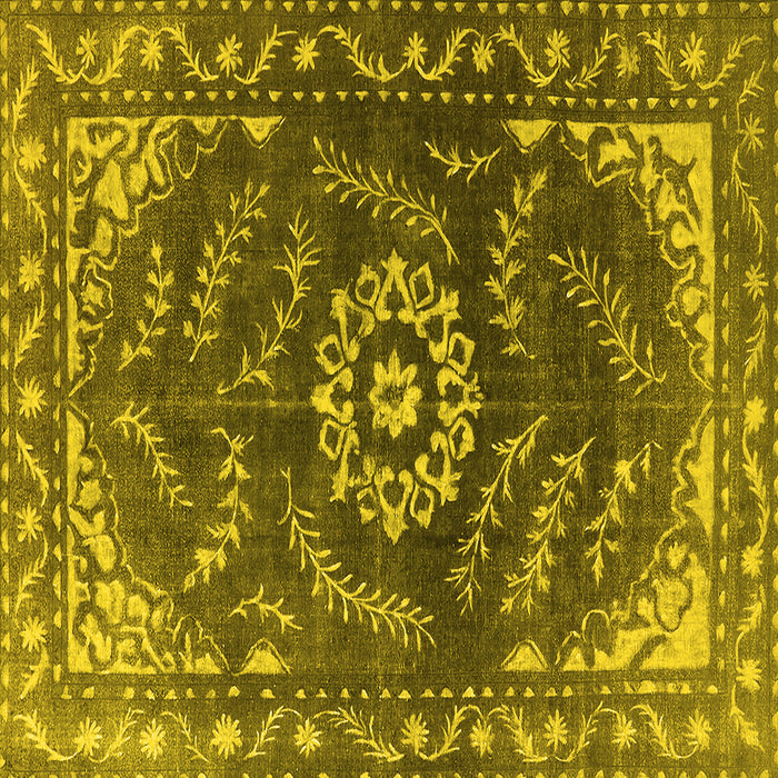 Square Oriental Yellow Industrial Rug, urb2985yw