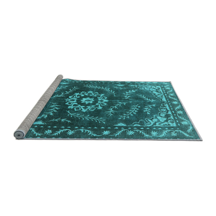 Sideview of Machine Washable Oriental Light Blue Industrial Rug, wshurb2985lblu