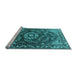 Sideview of Machine Washable Oriental Light Blue Industrial Rug, wshurb2985lblu