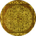 Round Oriental Yellow Industrial Rug, urb2986yw