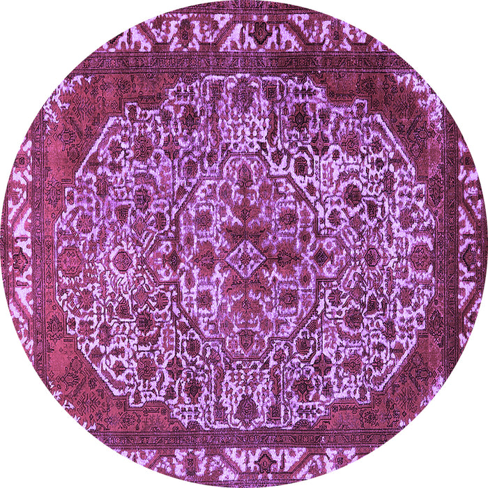 Round Machine Washable Oriental Purple Industrial Area Rugs, wshurb2986pur
