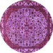 Round Machine Washable Oriental Purple Industrial Area Rugs, wshurb2986pur