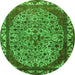 Round Oriental Green Industrial Rug, urb2986grn