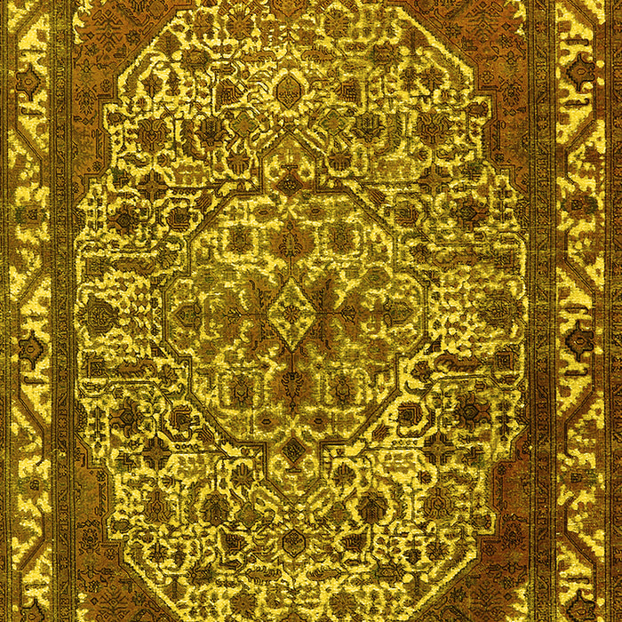 Machine Washable Oriental Yellow Industrial Rug, wshurb2986yw