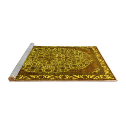 Sideview of Machine Washable Oriental Yellow Industrial Rug, wshurb2986yw