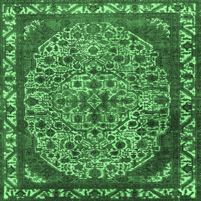 Square Oriental Emerald Green Industrial Rug, urb2986emgrn