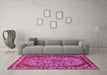 Machine Washable Oriental Pink Industrial Rug in a Living Room, wshurb2986pnk