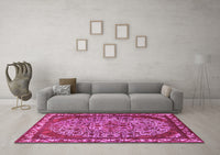 Machine Washable Oriental Pink Industrial Rug, wshurb2986pnk