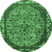 Round Oriental Emerald Green Industrial Rug, urb2986emgrn