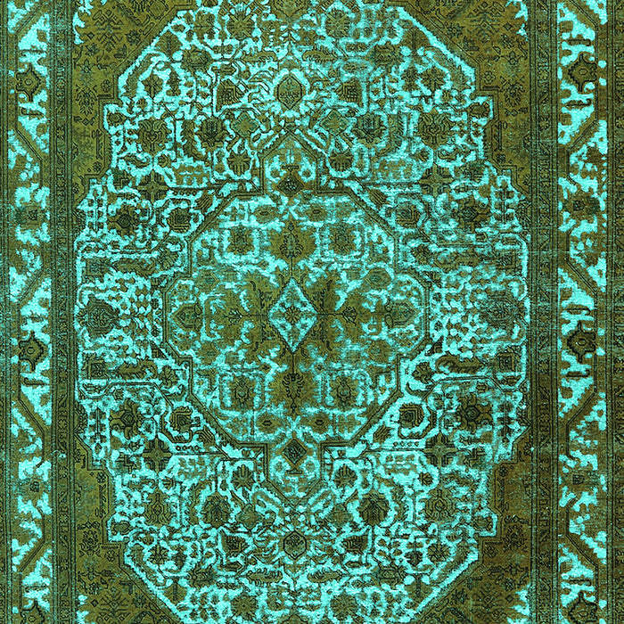 Machine Washable Oriental Turquoise Industrial Area Rugs, wshurb2986turq